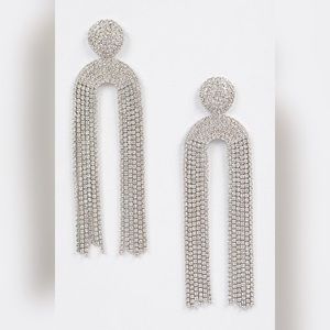 - Symmetric Rhinestone Drop Earrings